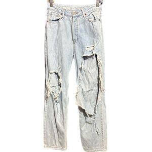 S.O.N.G. Destroyed 90s Boyfriend Jeans Baddie Distressed Streetwear Sz 3 Skater